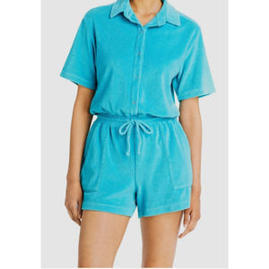 Monrow Terry Cloth Soft Comfortable Blue Romper Women's Size Small